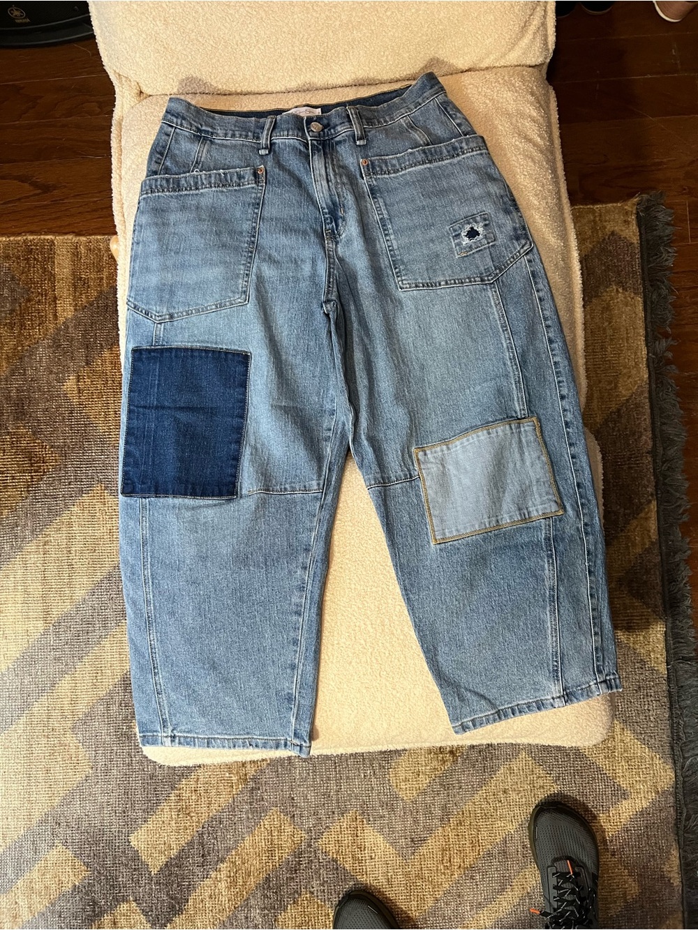 Jessica Simpson Cherry Patchwork Barrel Jeans Size 10 NWOT